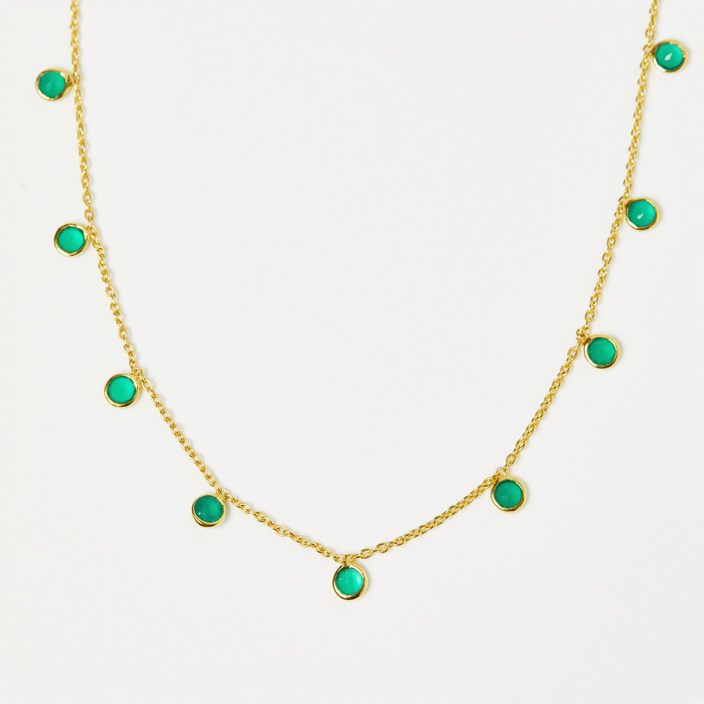 Green Onyx Droplet Necklace in Gold Vermeil - Necklace - Carrie Elizabeth