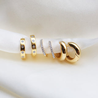 Star Set Diamond Huggie Hoops