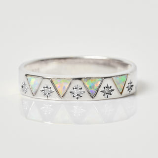 Izar Opal & Diamond Band In Sterling Silver - Ring - Carrie Elizabeth