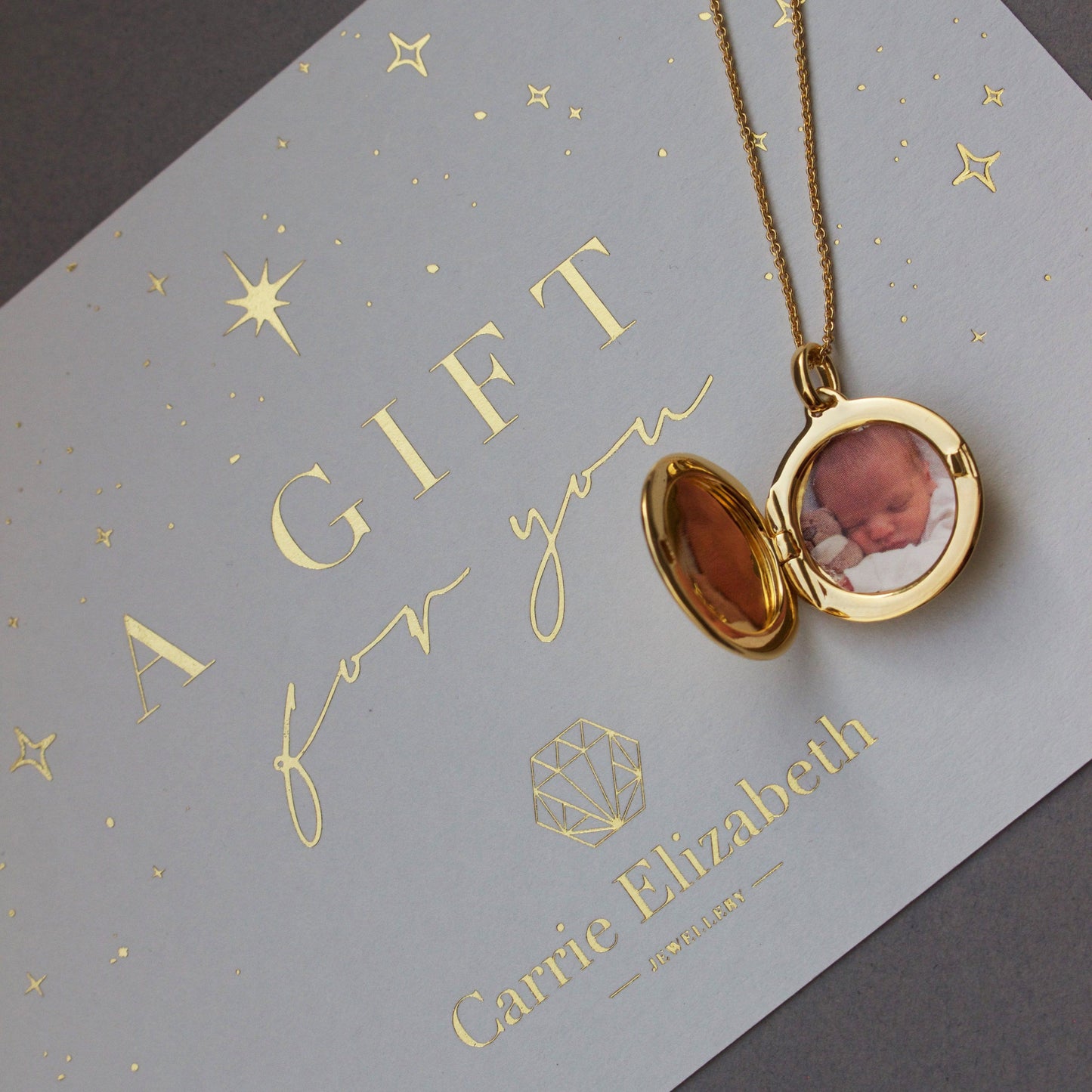 14k Gold Vermeil Engraved Initial Locket Necklace with Diamond Detail Necklace VJI