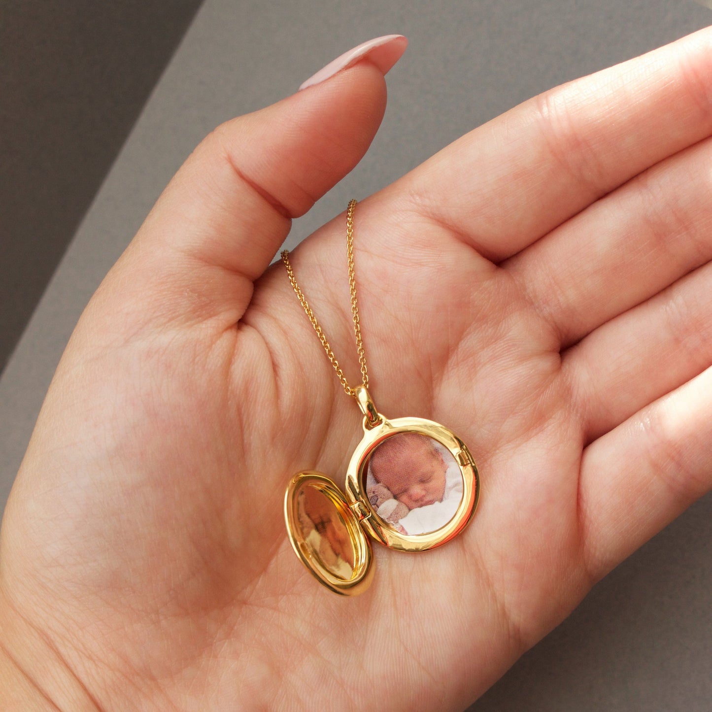 14k Gold Vermeil Engraved Initial Locket Necklace with Diamond Detail Necklace VJI