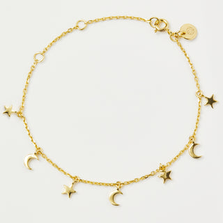 Mini Moon & Stars Charm Bracelet In Gold Vermeil - Bracelet - Carrie Elizabeth