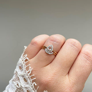 14k Solid Gold Diamond U Shaped Hugging Ring Ring Pink City