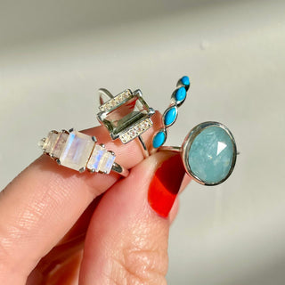 Georgia Green Amethyst & White Topaz Ring in Sterling Silver Ring Malya