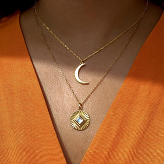New Moon Pendant Necklace In Gold Vermeil Necklace Malya