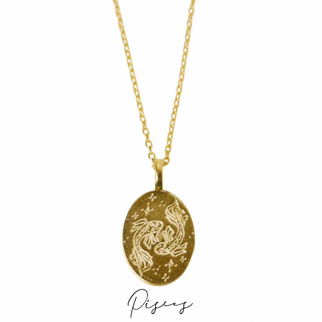 Diamond Detail Horoscope Coin Necklace