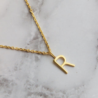 Delicate Initial Pendant Necklace In Gold Vermeil Necklace Malya 