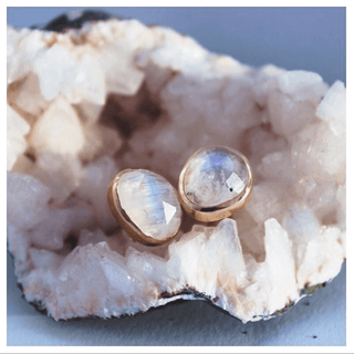 14k Gold Vermeil Simple Earrings in Moonstone  Best Seller, bride, Bridesmaid, earrings, Gold, metal-14k-yellow-gold, Moonstone, Organic, Semi Precious, Studs, under-80
