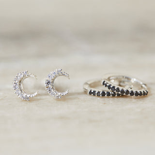 Celestial Moon Stud Earrings in Sterling Silver EARRING Malya