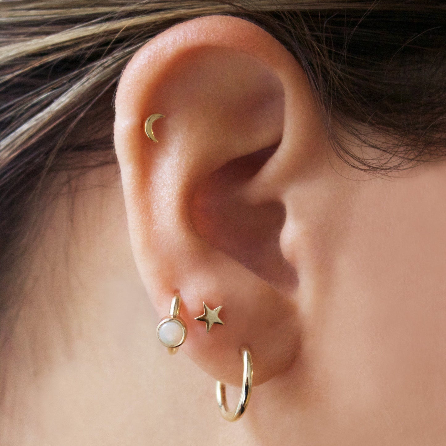 9k Solid Gold 14mm Medium Hoop Earring - SINGLE Earrings Pink City