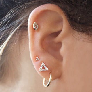 9K Solid Gold Trilogy Diamond Stud Earring Earrings Dwarkas