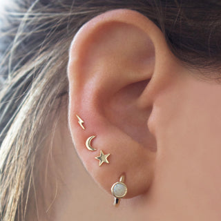 9k Solid Gold Lightning Bolt Stud Earring Earrings Dwarkas