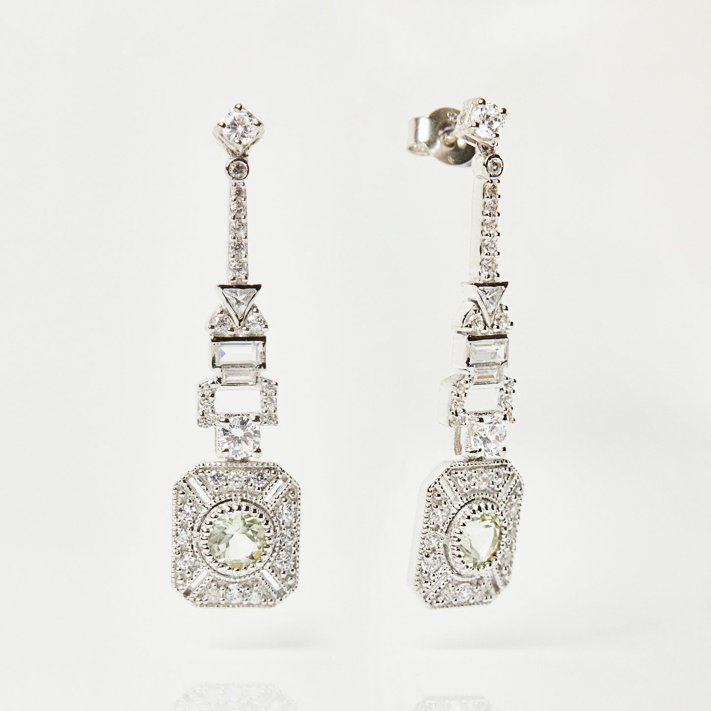 Venus Green Amethyst Statement Earrings In Sterling Silver - Earrings - Carrie Elizabeth