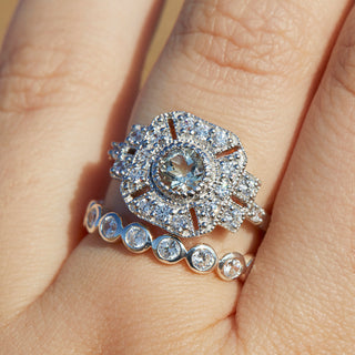 Venus Green Amethyst & Cubic Zirconia Vintage Ring In Sterling Silver - Ring - Carrie Elizabeth