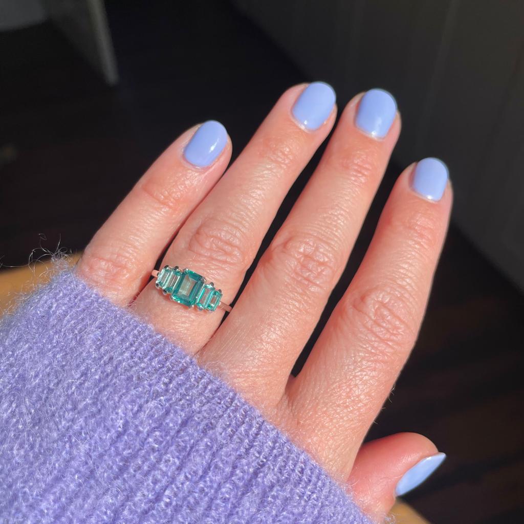 Fern Green Topaz Deco Ring in Sterling Silver Ring Pink City