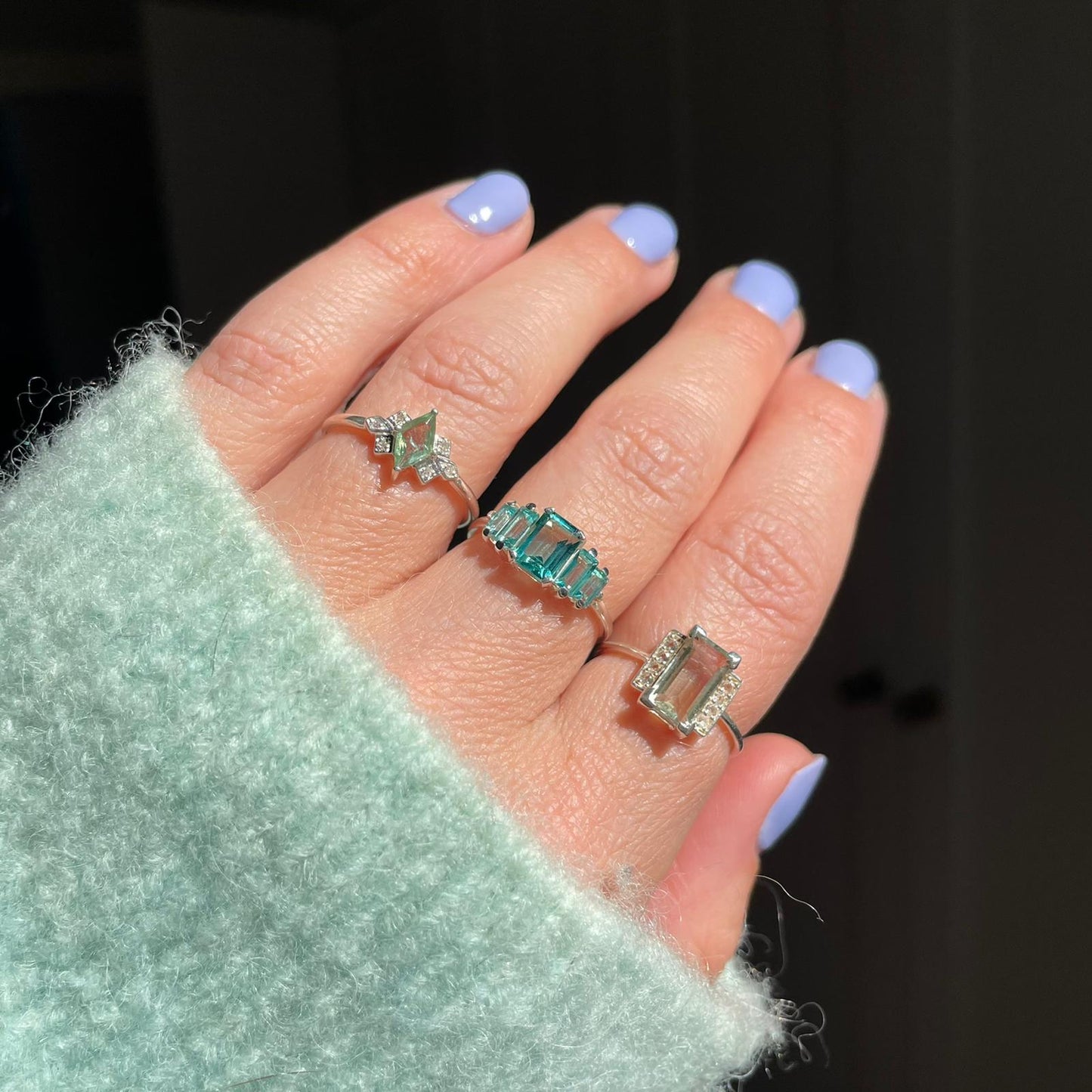 Fern Green Topaz Deco Ring in Sterling Silver Ring Pink City