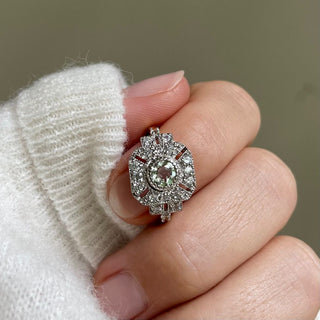 Venus Green Amethyst & Cubic Zirconia Vintage Ring In Sterling Silver - Ring - Carrie Elizabeth