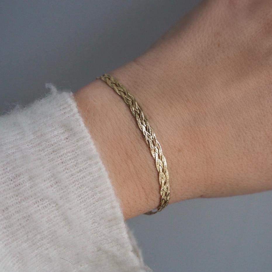 Diamond Cut Braid Chain Bracelet in 9k Solid Yellow Gold - Bracelet - Carrie Elizabeth