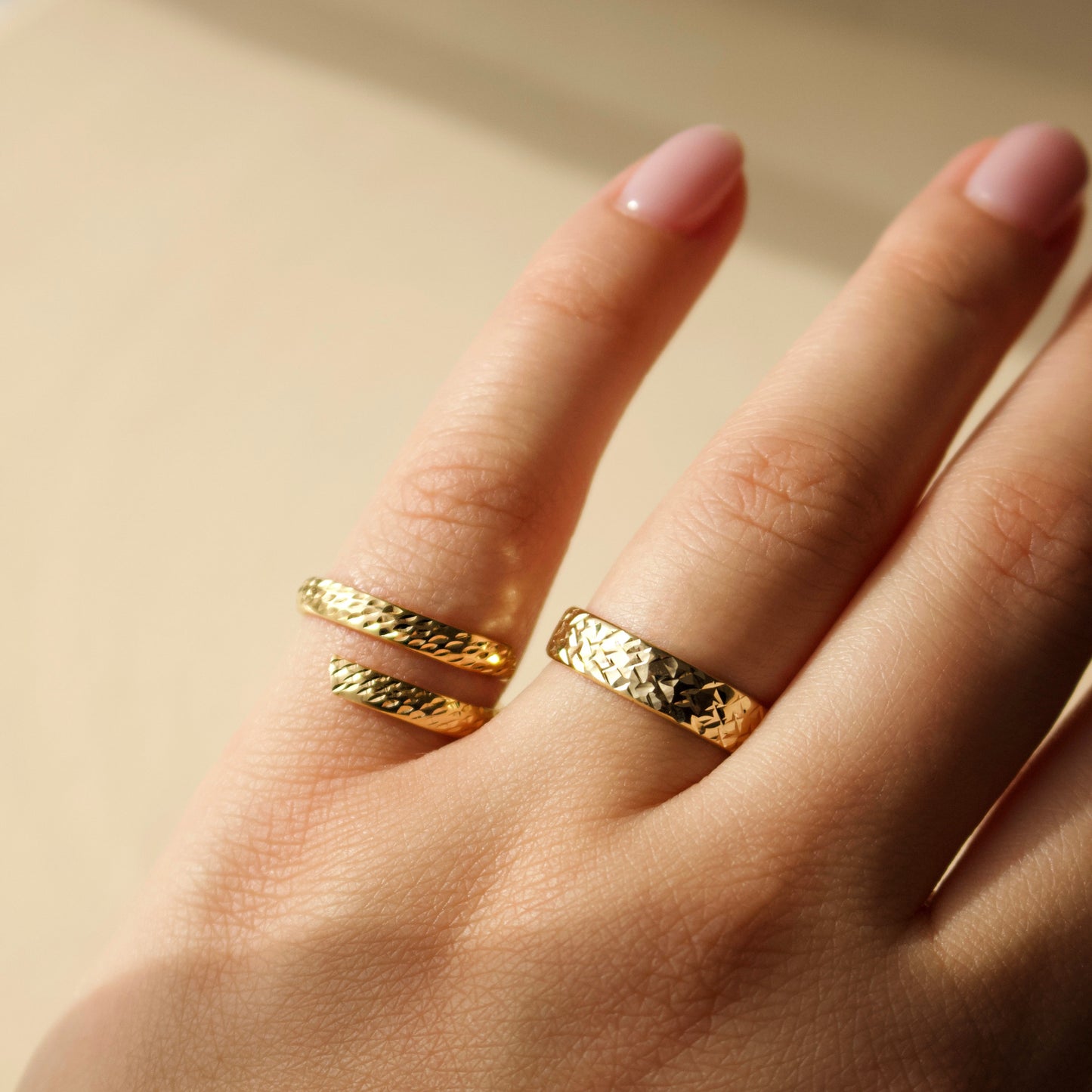 Meaningful solid gold rings crafted by Carrie Elizabeth Jewellery