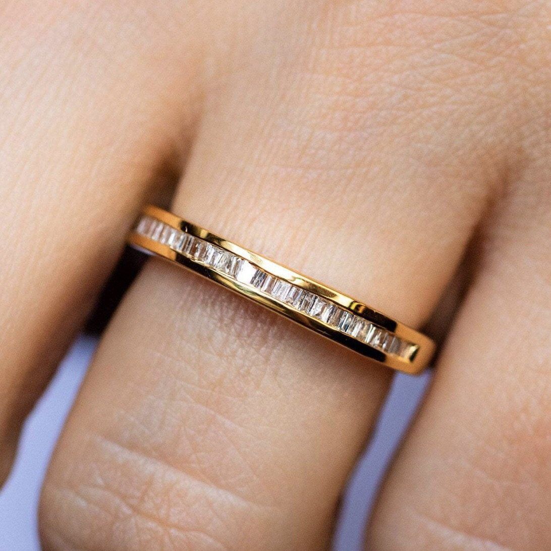 14k Gold Vermeil Baguette Cut Diamond Band 140.00 Best Seller, Diamond, Gold, New In, over-80, ring, Valentines