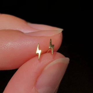 9k Solid Gold Lightning Bolt Stud Earring Earrings Dwarkas