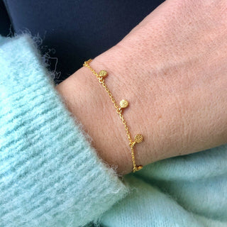14k Gold Vermeil Mini Hanging Coin Bracelet  bracelet, Gold, New In, under-80