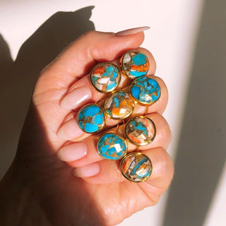 14k Gold Vermeil Statement Oyster Turquoise Ring 95.00 Best Seller, Gold, New In, over-80, ring, Semi Precious, Turquoise