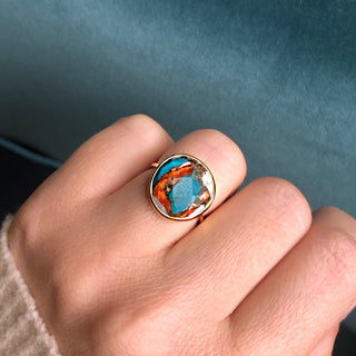 14k Gold Vermeil Statement Oyster Turquoise Ring 95.00 Best Seller, Gold, New In, over-80, ring, Semi Precious, Turquoise