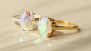 Silver and Gold Mystic Topaz Rrings, June's Anniversary Icon