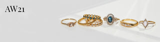 Carrie Elizabeth Autumn winter jewellery collection banner. Featuring gorgeous gemstone rings from the collection.