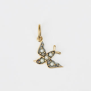 Vintage Pearl Swallow Charm