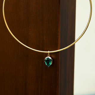 Georgian Emerald Pear Pendant With Torque Collar Necklace