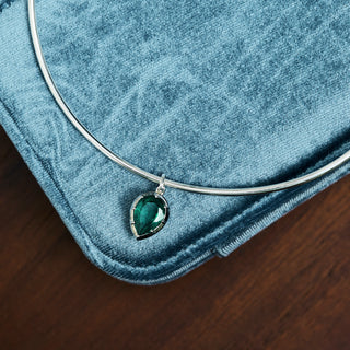 Georgian Emerald Pear Pendant With Torque Collar Necklace