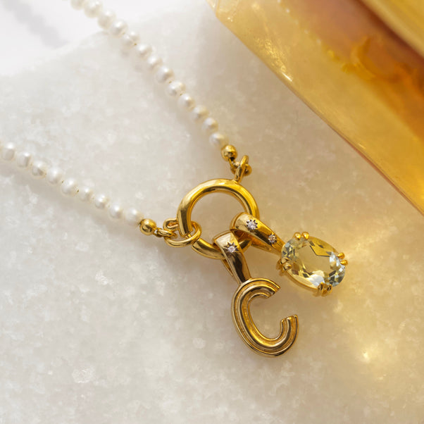 chunky starset diamond initial pendant in gold