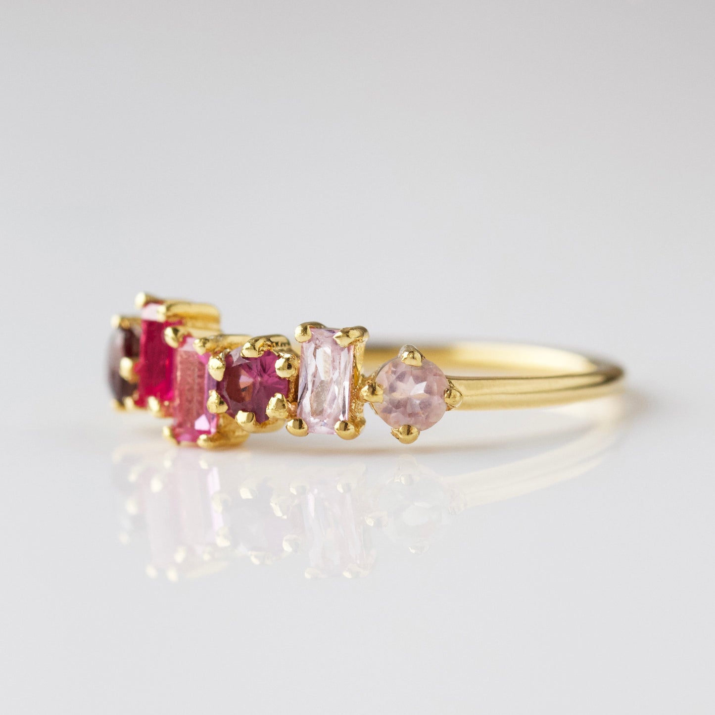 pink ombre ring in gold