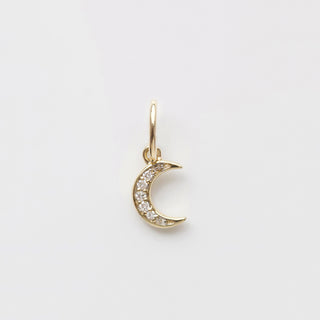 Carrie Elizabeth gold crescent diamond moon charm