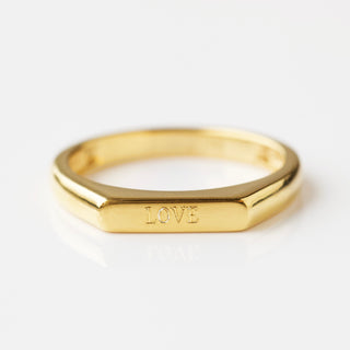 engravable vintage bar ring in gold