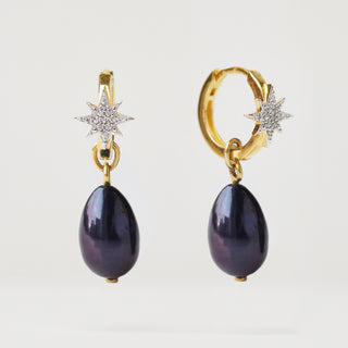 starburst baroque pearl earring in gold
