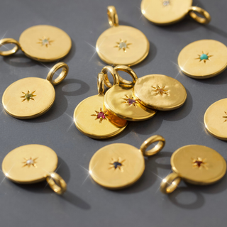 Star Set Birthstone Coin Pendant