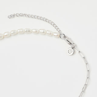 zoe sugg intentions lucky pearl and chain necklace in silver