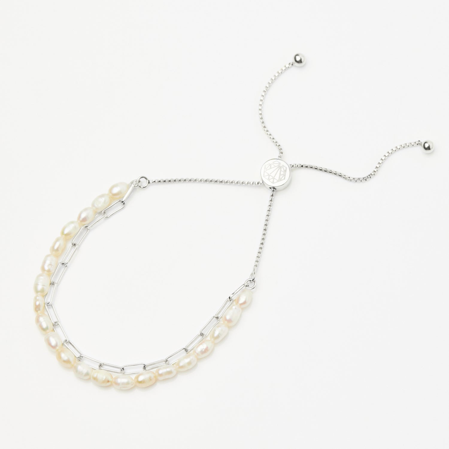 zoe sugg intentions lucky pearl and chain bracelet in silver