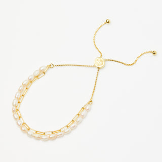 zoe sugg intentions lucky pearl and chain bracelet in gold 