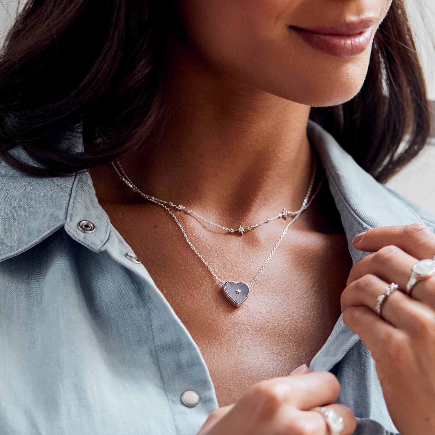 labradorite night sky necklace in silver