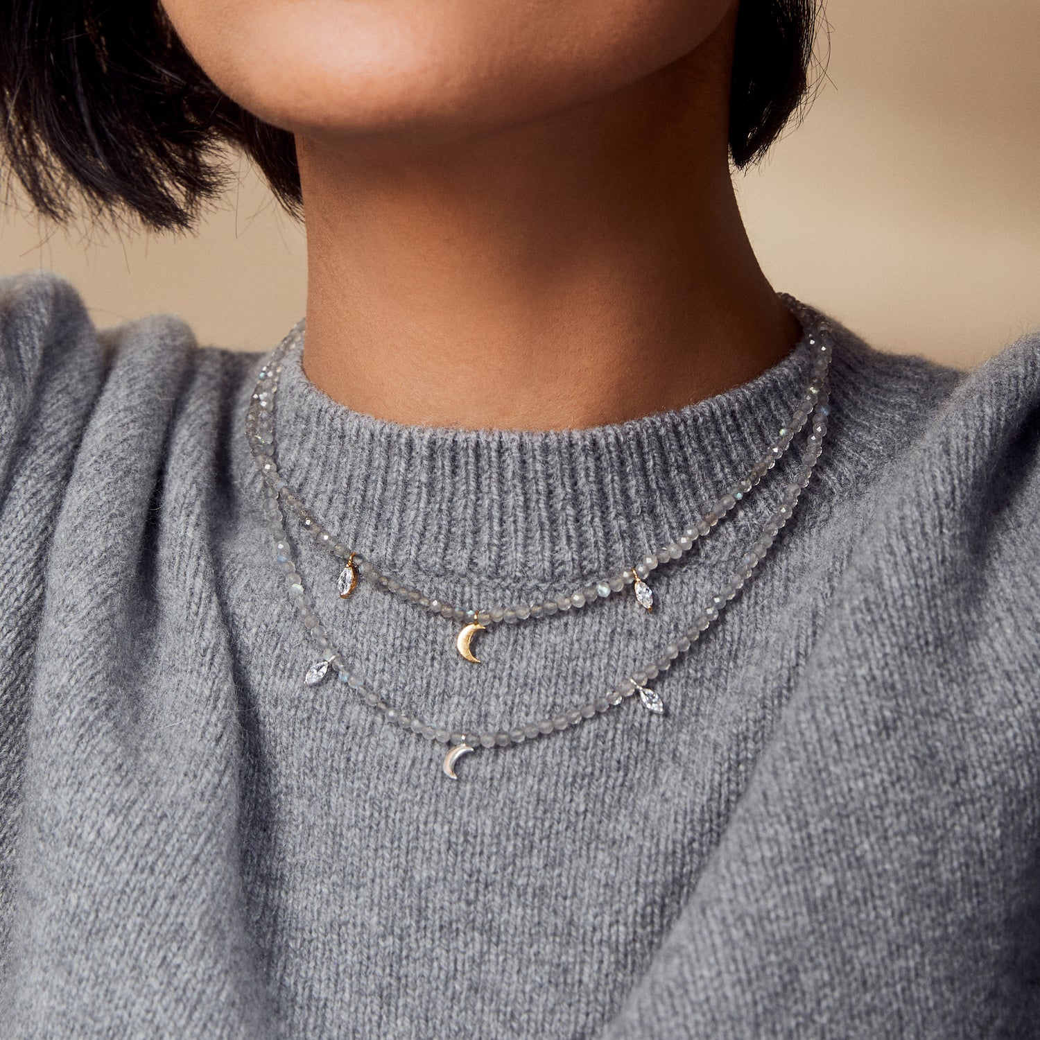 anita rani labradorite beaded charm necklace