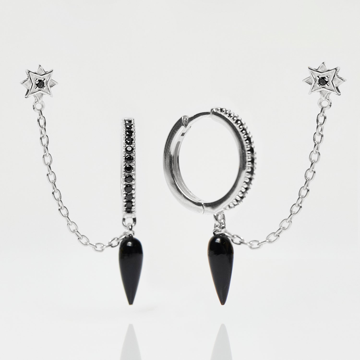 anita rani black onyx chain earrings