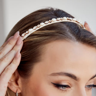 Pearl and crystal slim bridal headband