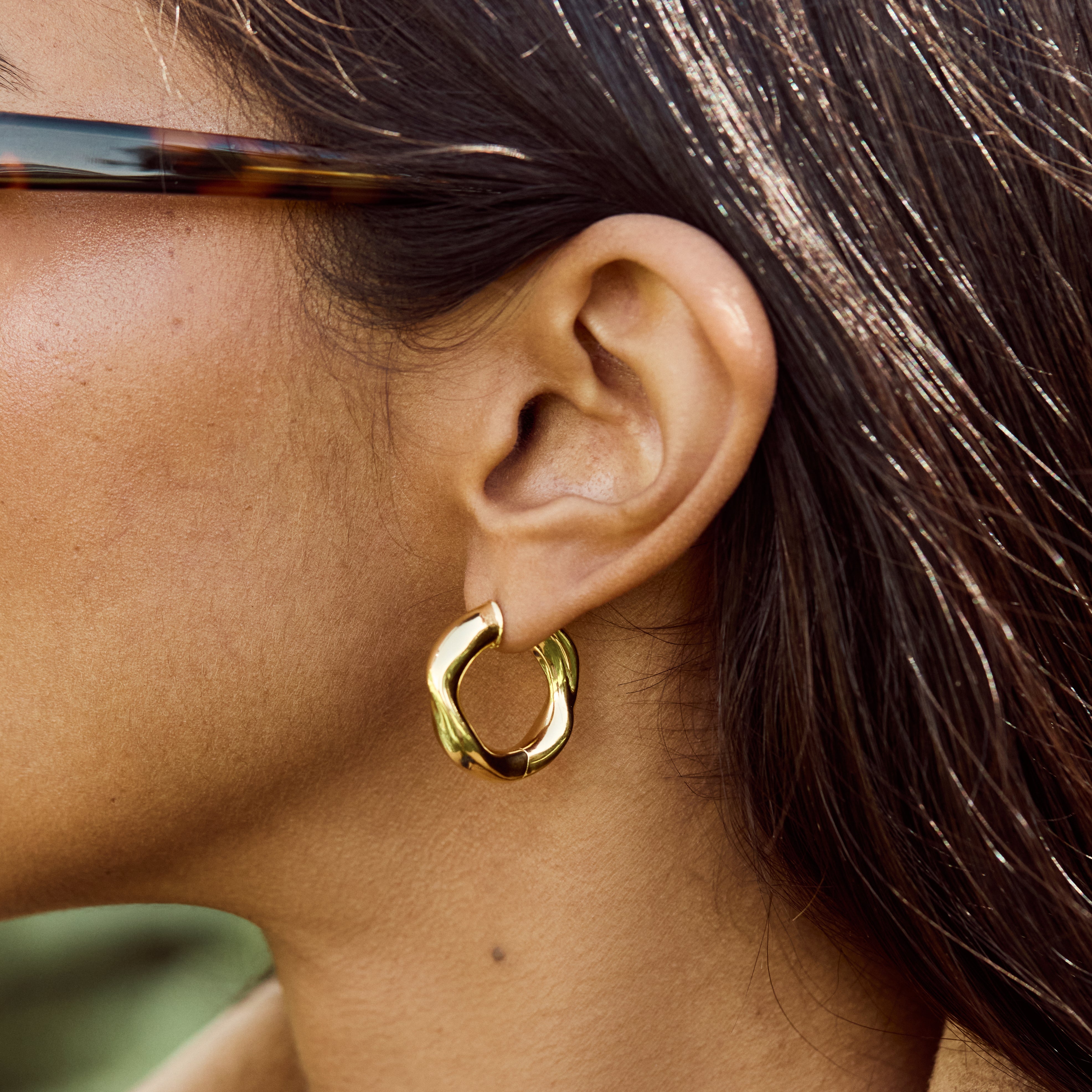 chunky organic hoop earrings gold