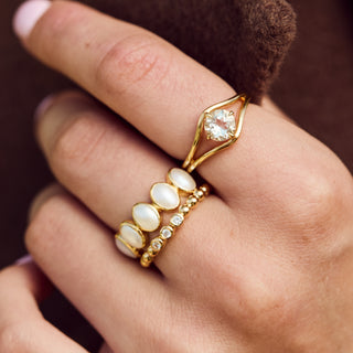 pearl gemstone ring in gold