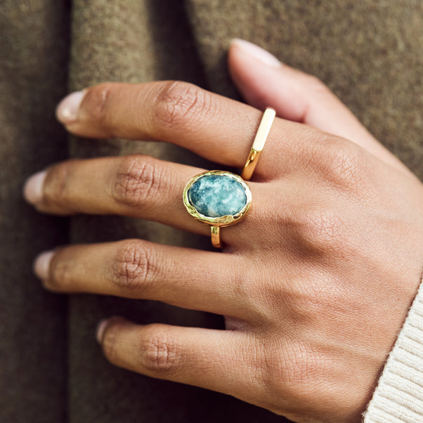 snowflake jade molten statement ring gold