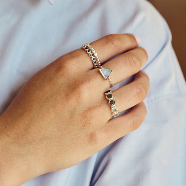 moonstone triangle ring